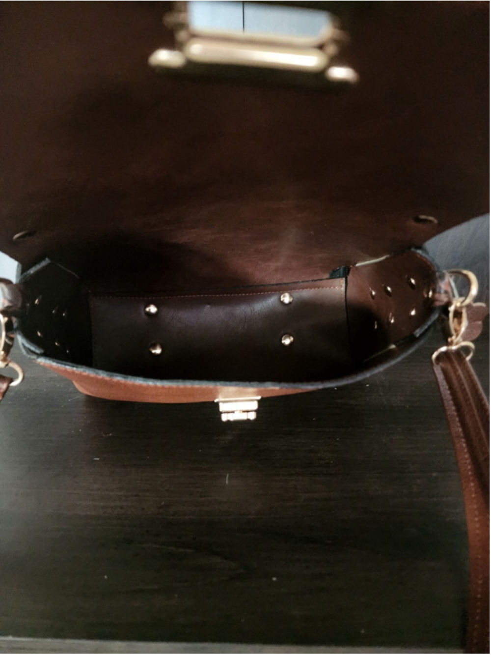 Pecan Brown Floral Studded Embossed Artisan LEATHER Purse Handbag Crossbody - Picture 11 of 15